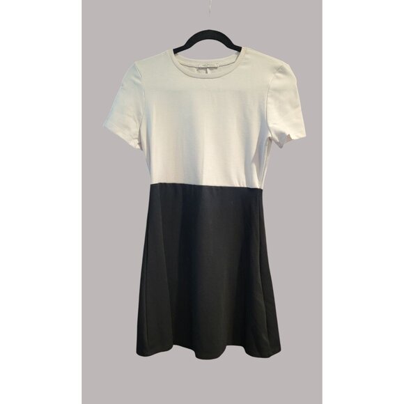 Zara Trafaluc White and Black Colorblock Above Knee Dress Sz M - Picture 1 of 4